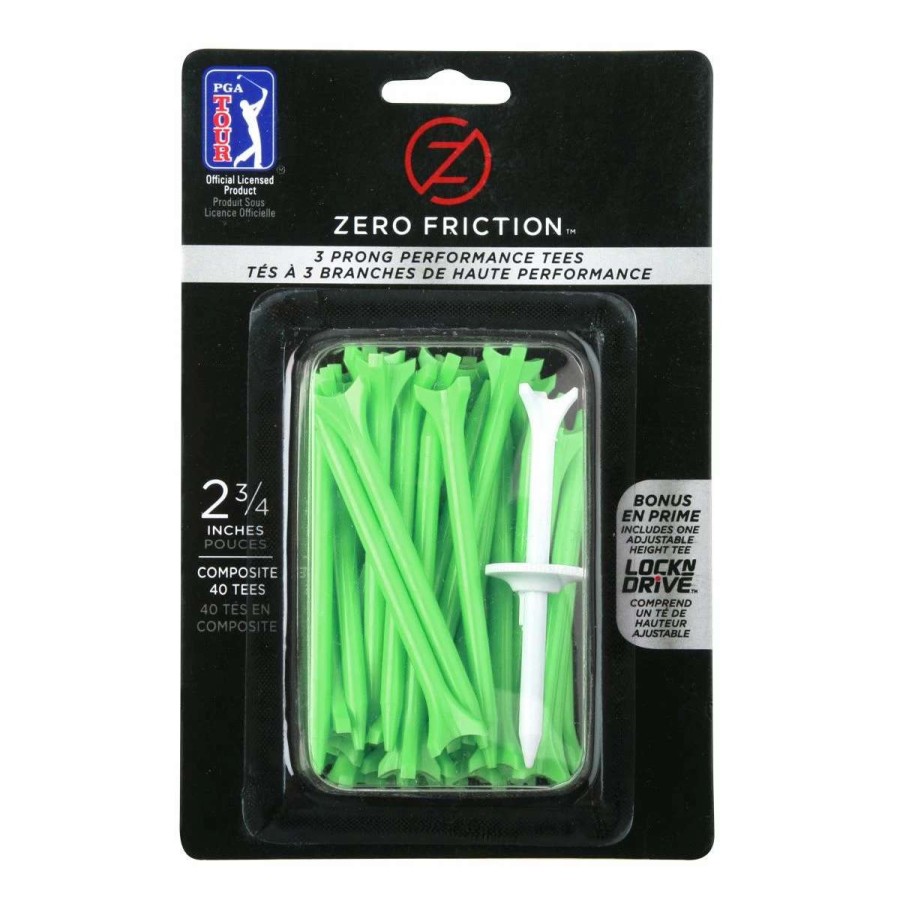 Accessories * | Zero Friction 3 Prong 2.75 Green Golf Tees 40 Pack