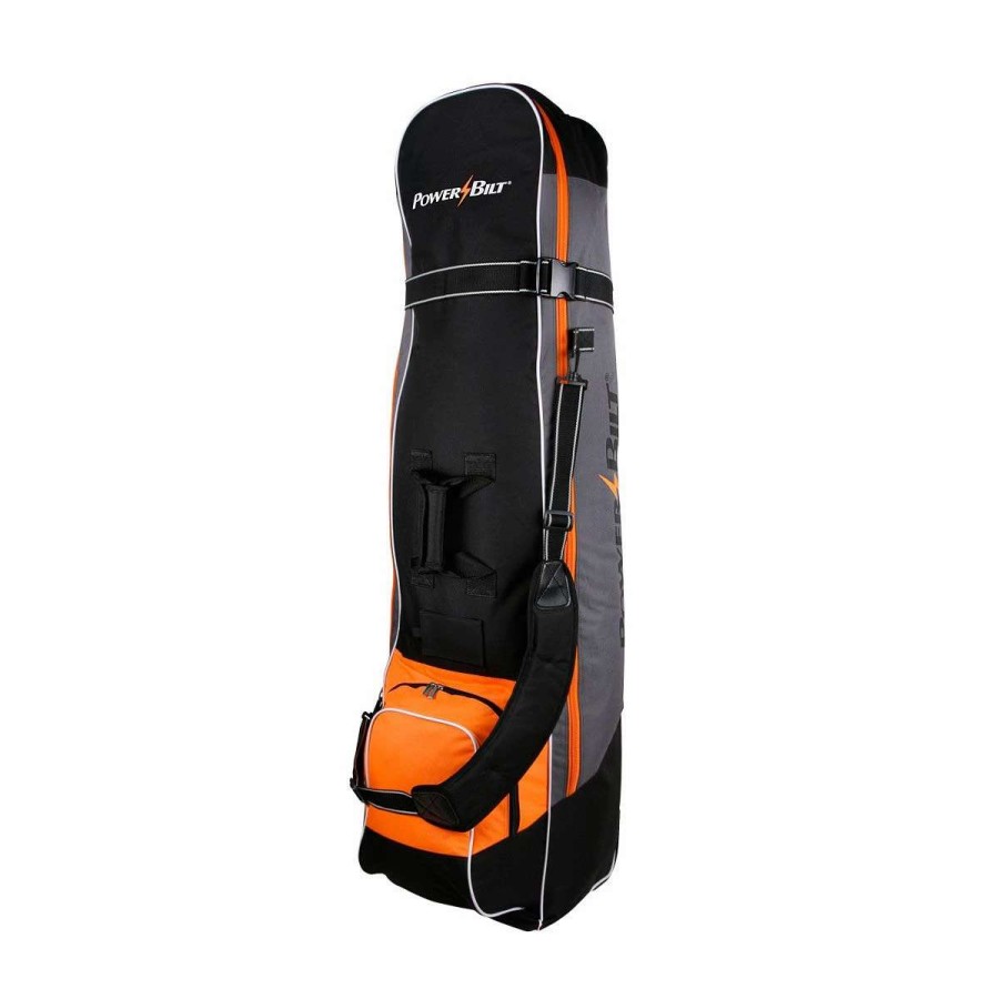 Accessories * | Powerbilt Tps Deluxe Wheeled Golf Travel Cover Black/Gray/Orange