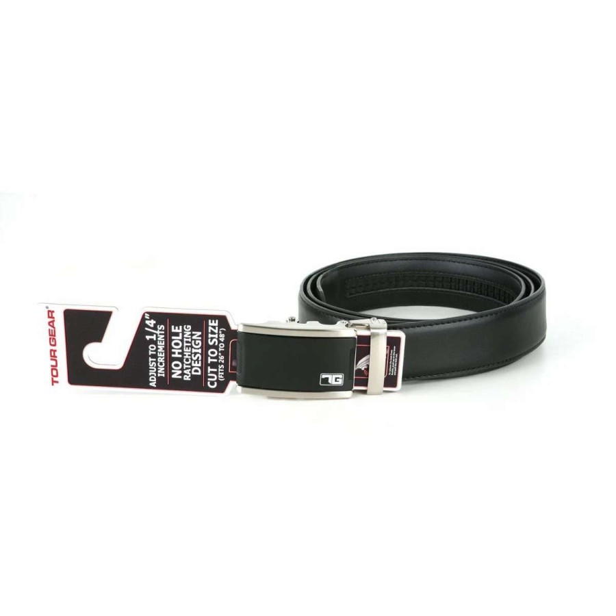 Accessories * | Tour Gear Custom Fit Golf Belt Black With Satin Black & Silver Buckle (With Hangtag)