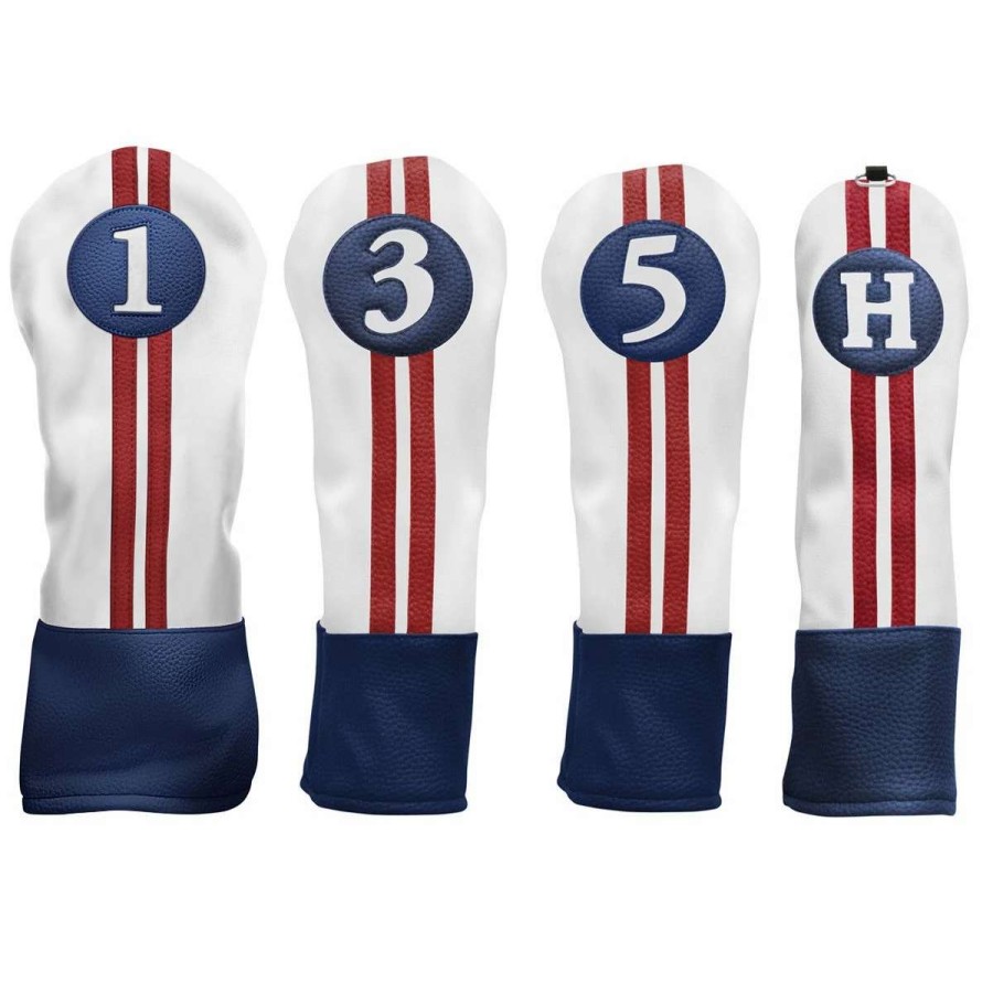 Accessories * | Sahara Retro Golf Headcover Bundle Driver/3/5/H Red/White/Blue